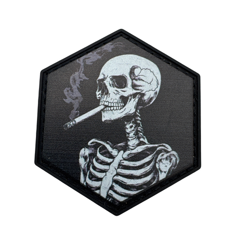 Smoking Skeleton PVC Morale Patch - Tactical Outfitters